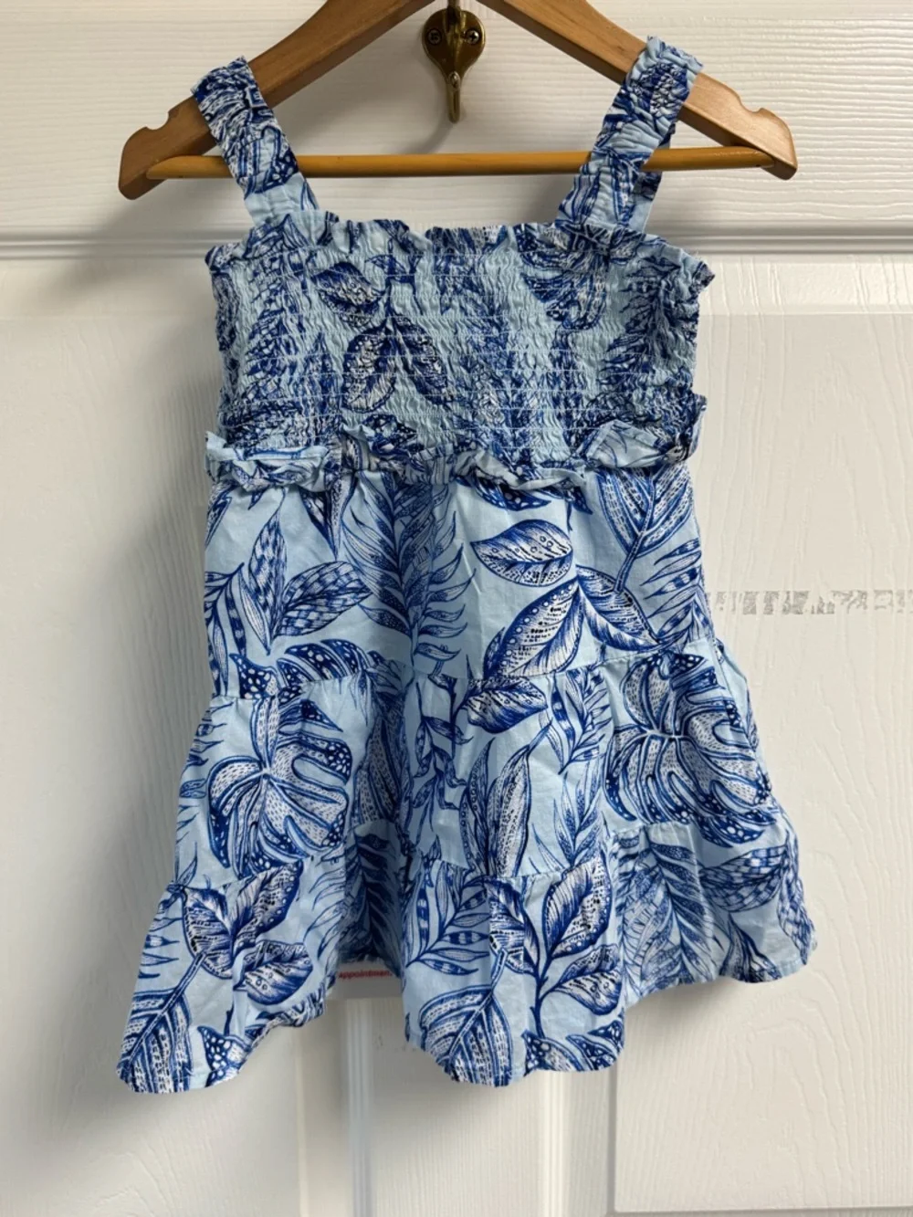 Blue and White Leaf Print Sundress The Children’s Place 100% Cotton Girls 2T - Picture 3 of 13